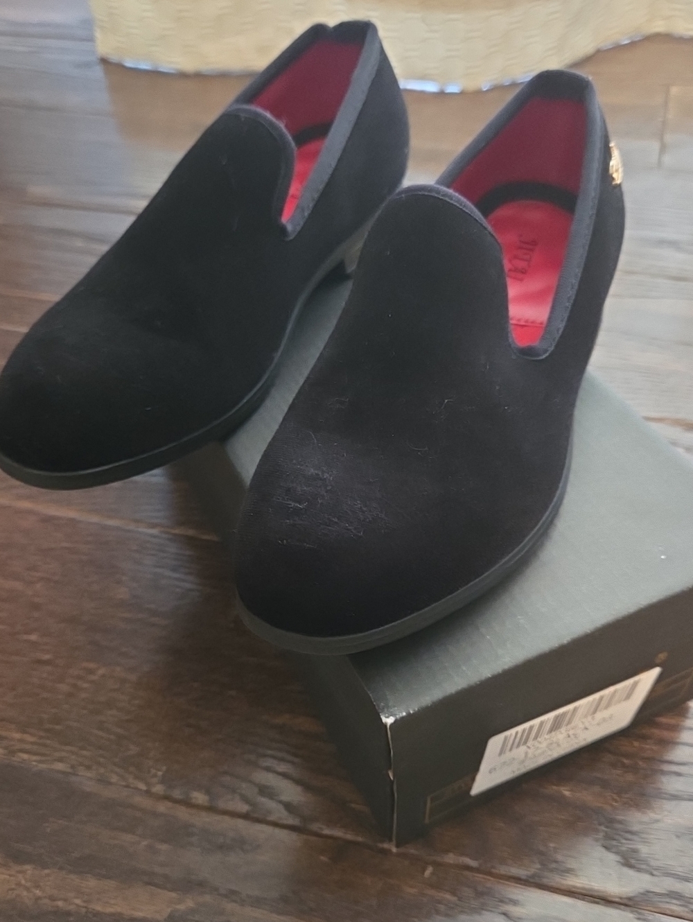 Black Velvet Slip-On Boy's Loafers/Tuxedo Shoes